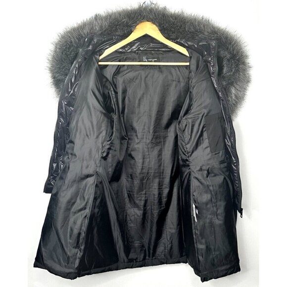 Lily Morgan Winter Parka Hooded Coat Removable Faux Fur Trim Black Womens Sz XL - Picture 7 of 14